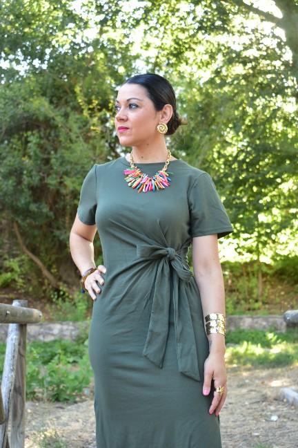 Vestido algodón lazada kaky