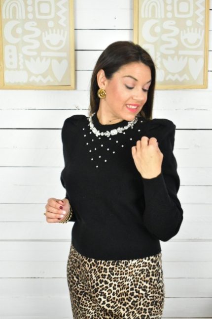 Jersey cristales  choker negro