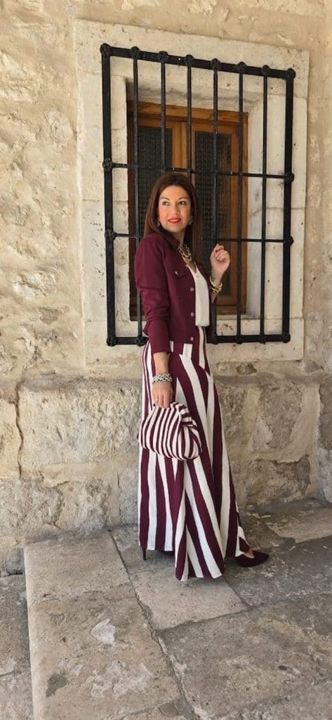 Falda rayas Nerja burdeos