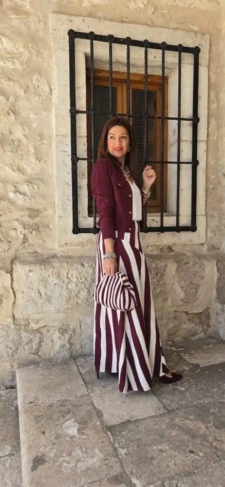 Falda rayas Nerja burdeos