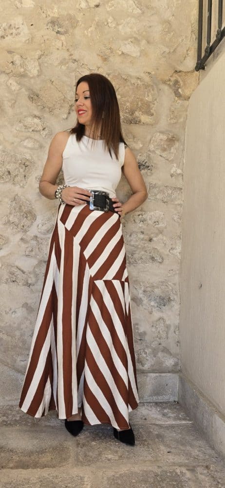 Falda rayas Nerja teja