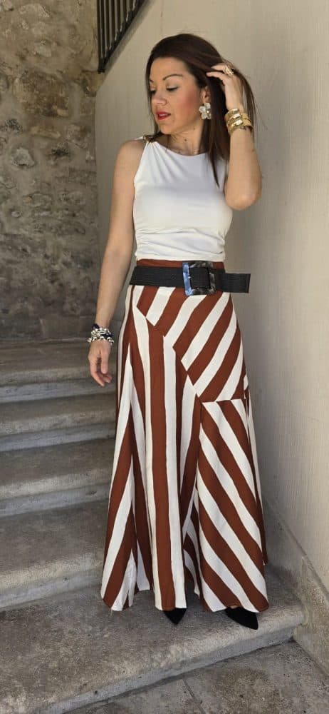 Falda rayas Nerja teja - Imagen 2