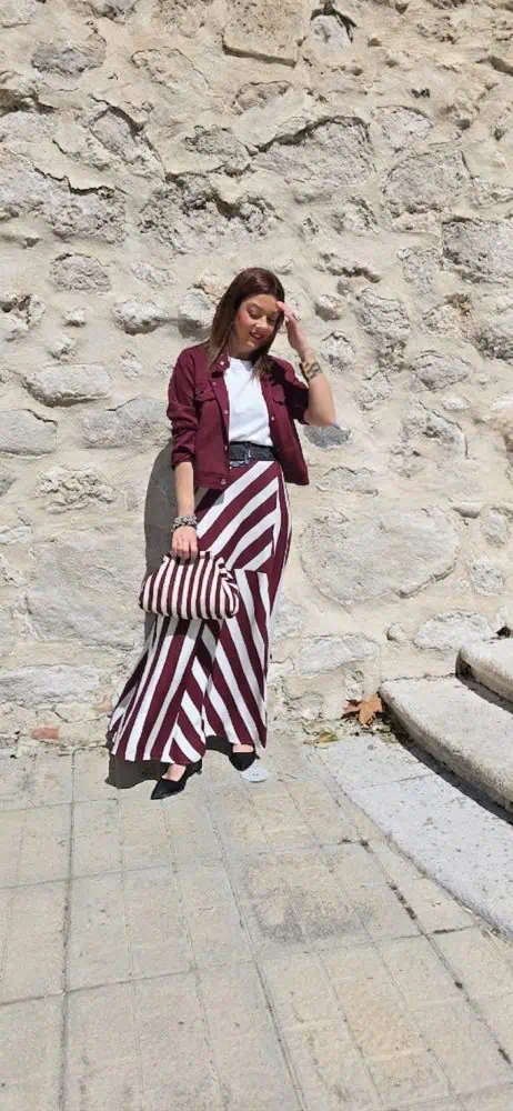 Falda rayas Nerja burdeos - Imagen 2