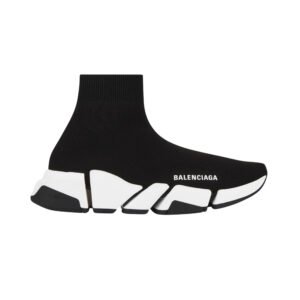 Balenciaga Speed 2.0 Recycled Knit Sneaker With Bicolor Sole in Black/white