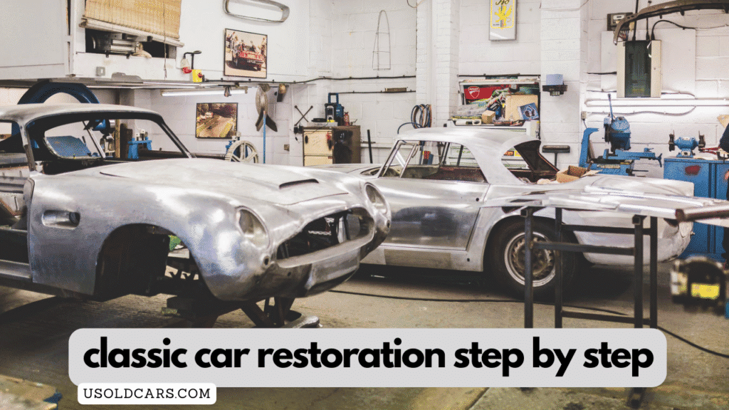Classic car restoration step by step on a red Plymouth Barracuda including bodywork and paint restoration