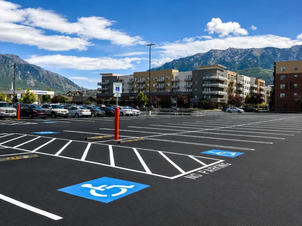 ADA compliant parking lot striping in Utah with handicap accessible parking spaces