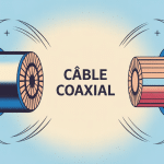 Illustration coupe câble coaxial avec transmission du signal