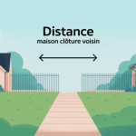 distance entre maison et clôture voisin illustration vectorielle
