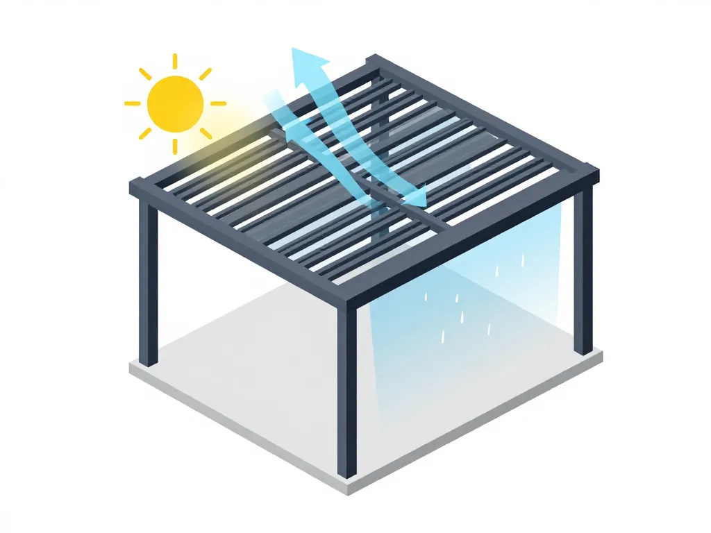 diagramme fonctionnement toit pergola bioclimatique lames orientables