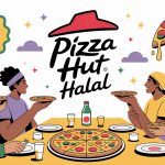 Illustration Pizza Hut halal table conviviale avec certification