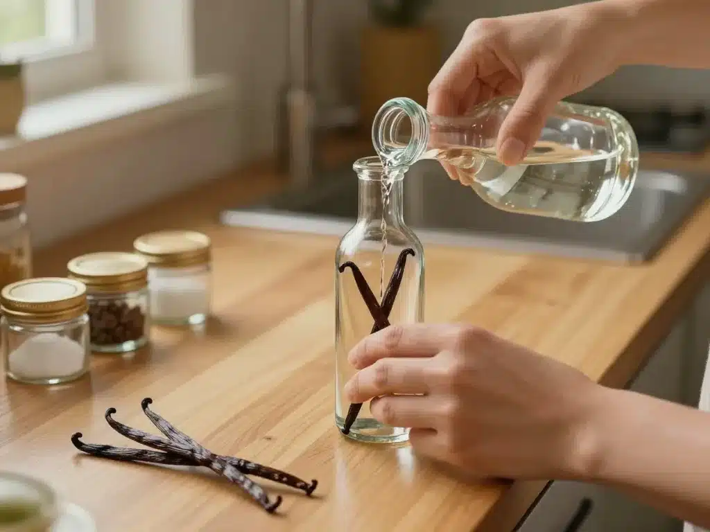 Préparation vanille liquide maison en cuisine