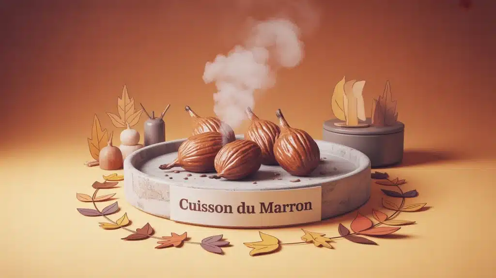 Cuisson du marron au four à 200°C, 20 minutes, chair fondante