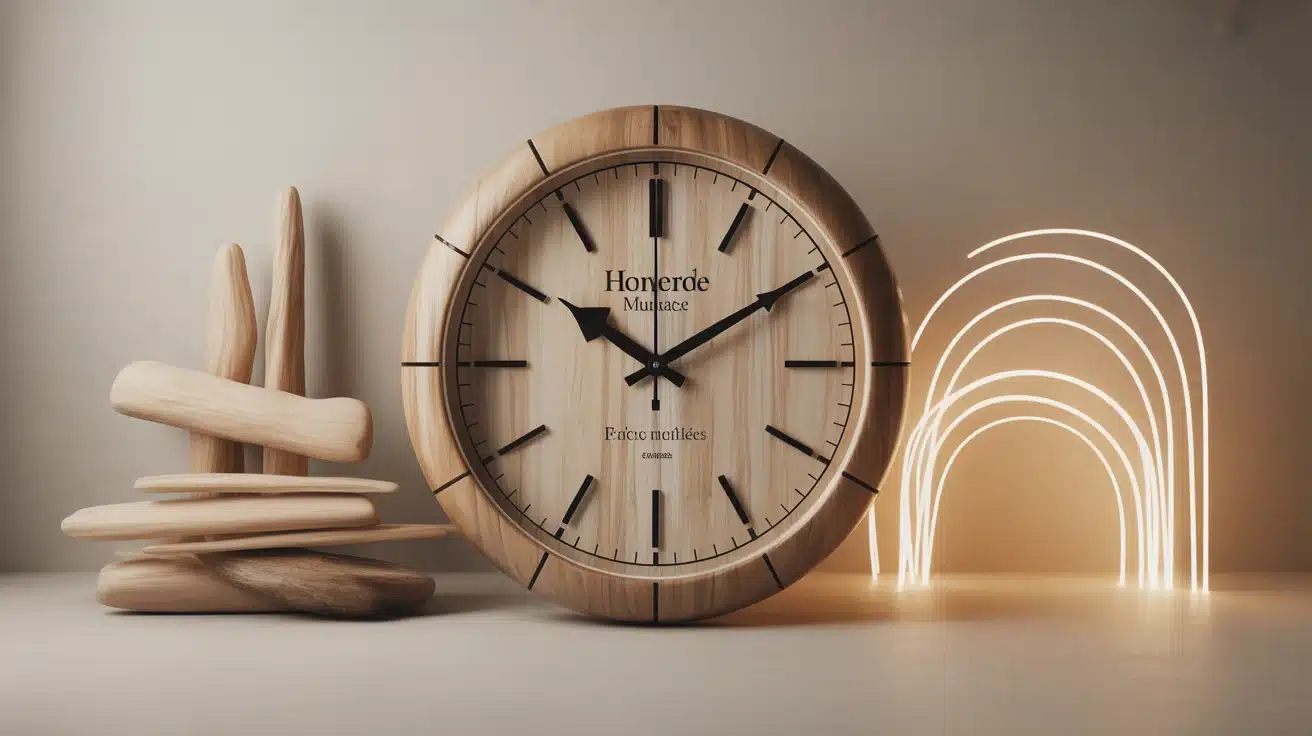 Horloge murale en bois, essences et mécanisme silencieux