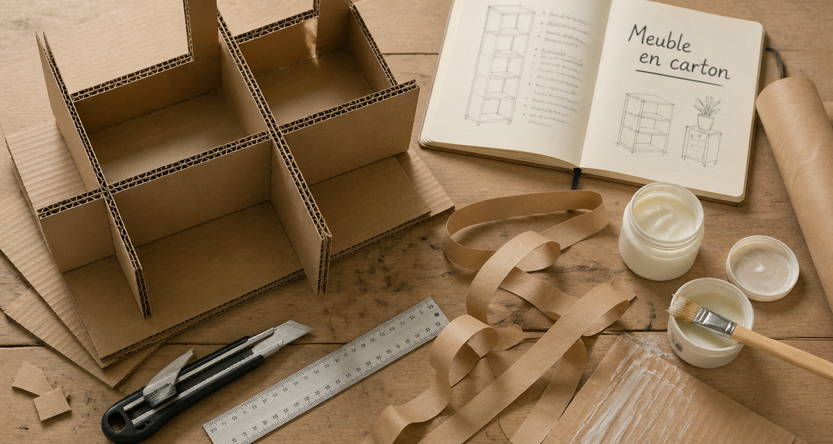 meuble en carton fabrication bibliothèque atelier