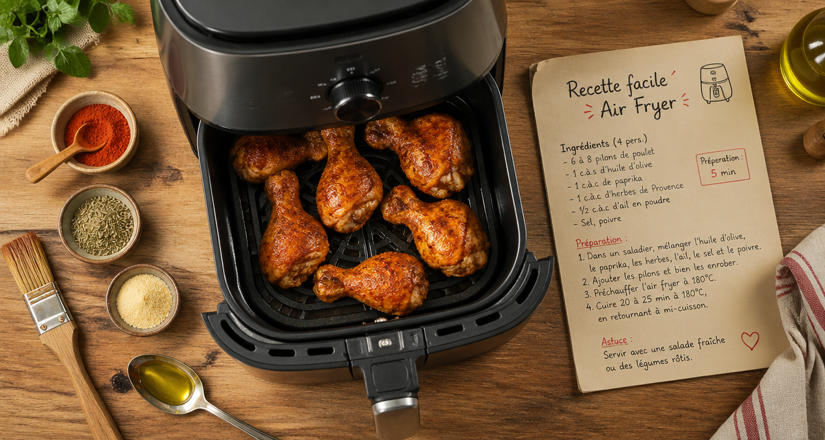 recette facile air fryer pilons de poulet dorés