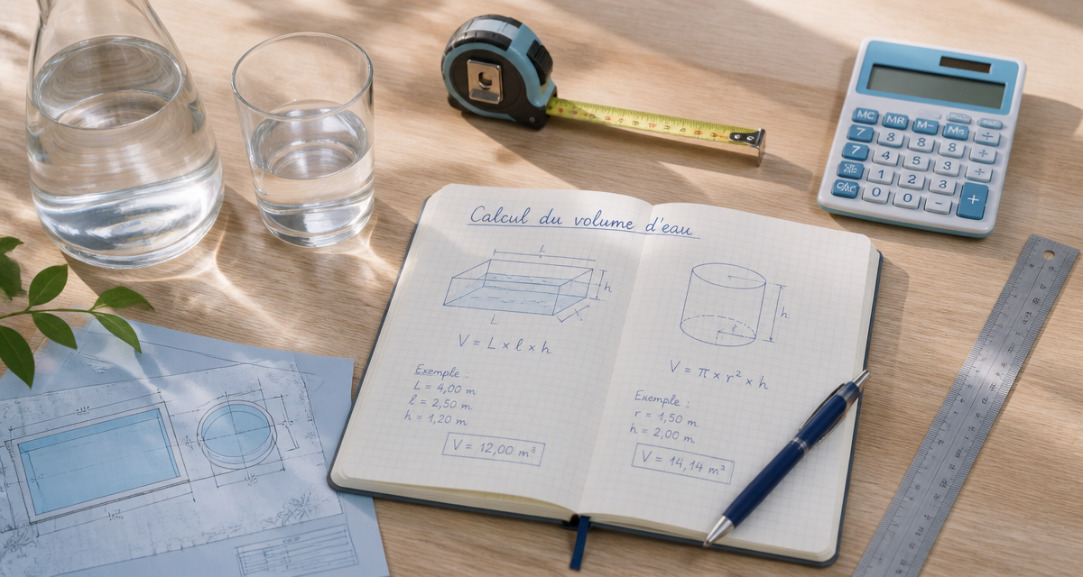 calcul volume d eau carnet et outils