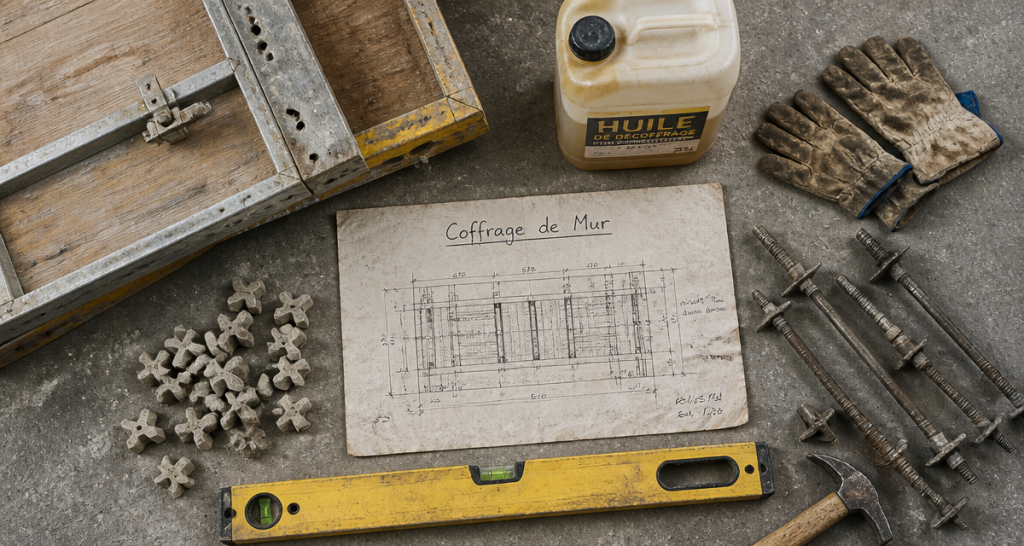 coffrage mur établi outils plan