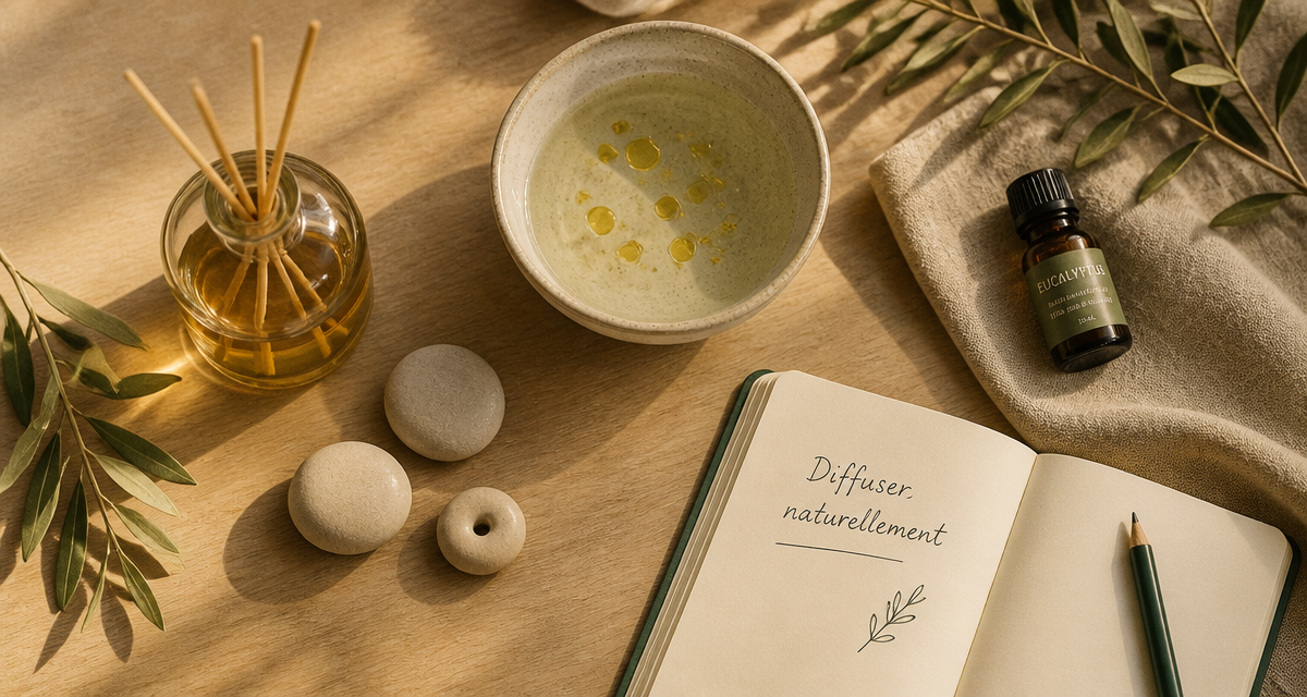 comment diffuser huile essentielle sur table naturelle