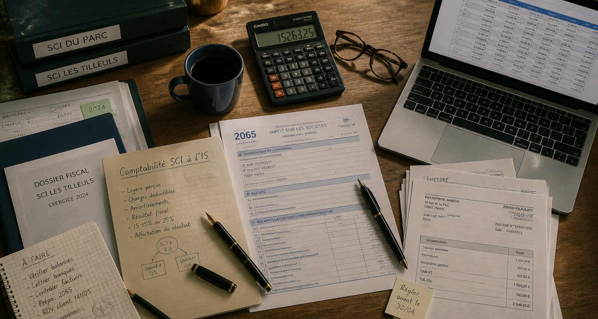 comptable sci is tarif sur bureau avec dossiers et calculatrice