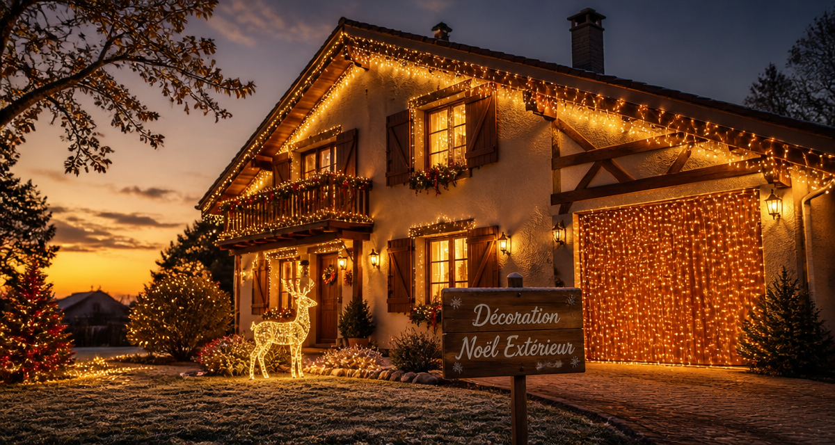 decoration noel exterieur maison lumineuse