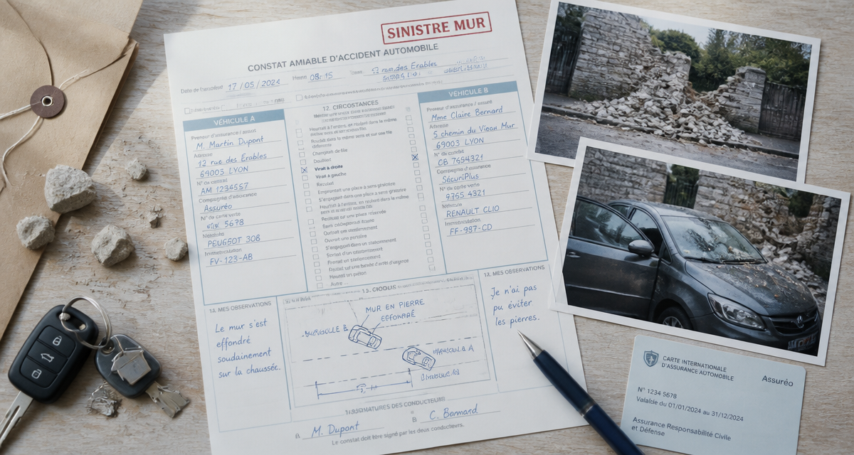 documents pour mur endommagé par une voiture