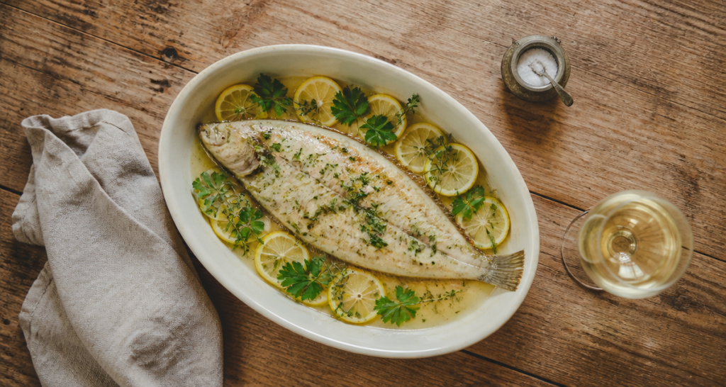 Sole au four entière avec citron et herbes