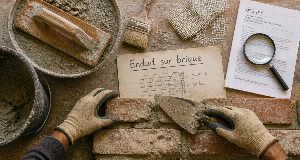 enduit sur brique outils préparation DTU