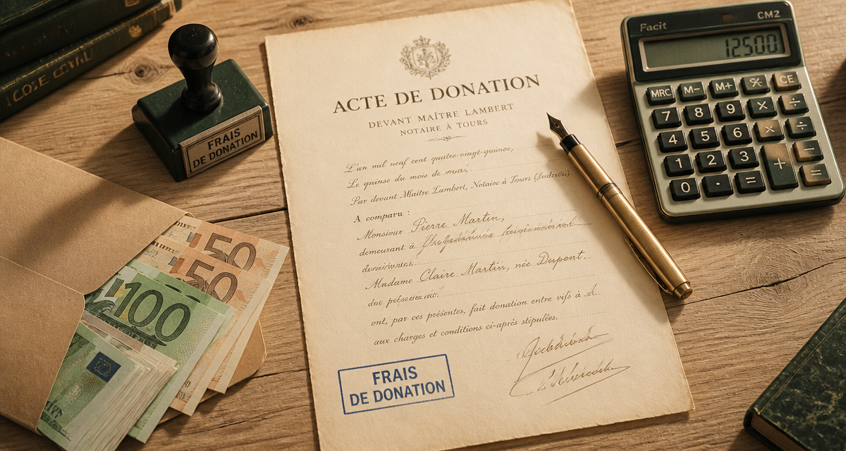 frais donation table acte notarié billets euros