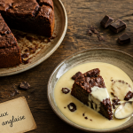 Gâteau pour accompagner une crème anglaise, fondant au chocolat et crème onctueuse