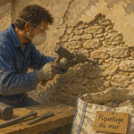 piquetage mur ancien artisan outils