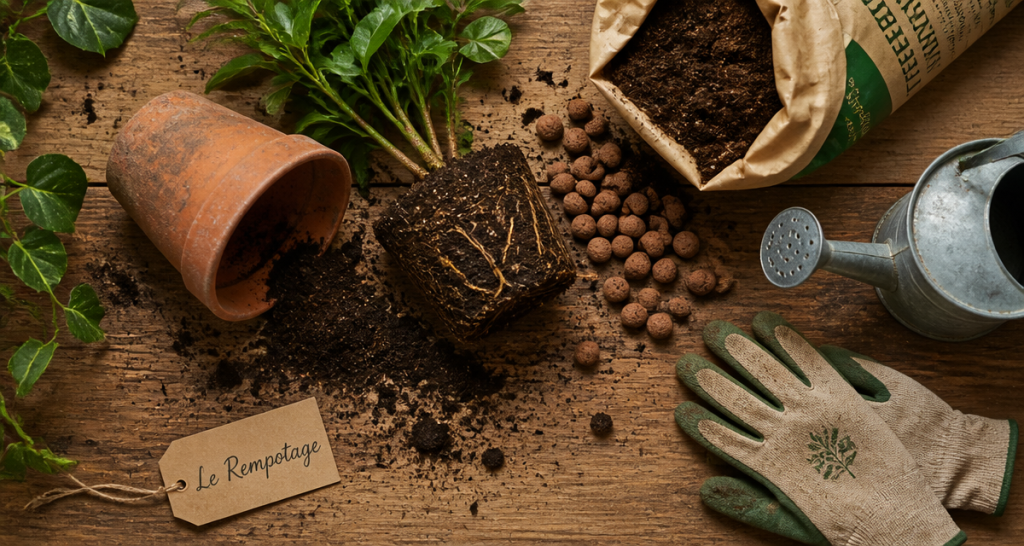 quand rempoter une plante outils rempotage