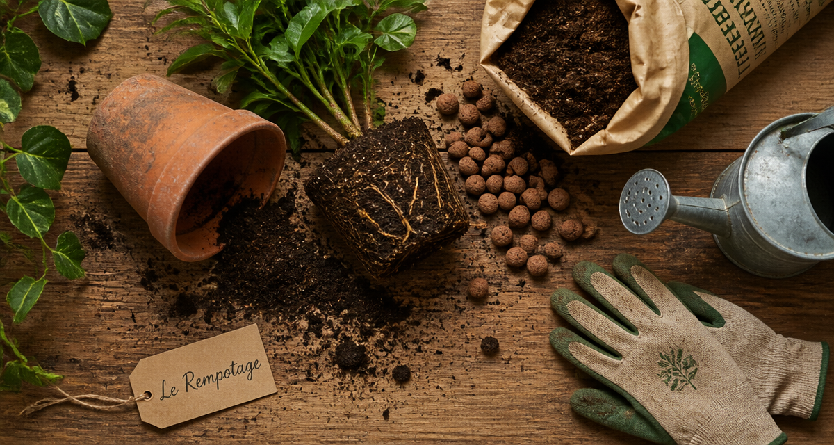 quand rempoter une plante outils rempotage
