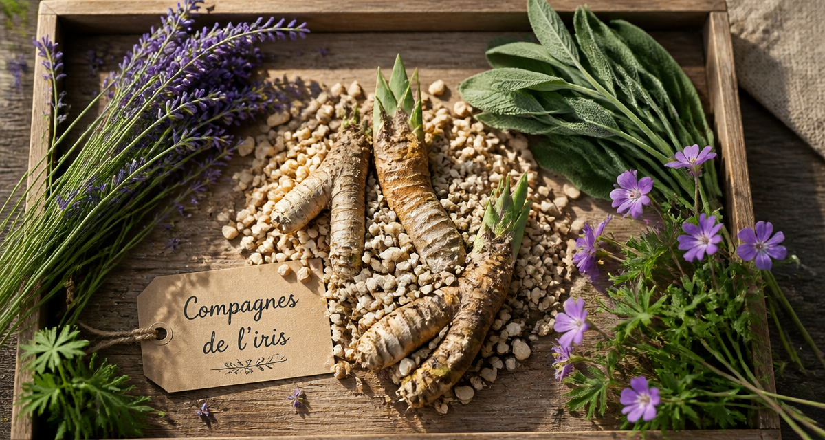 que mettre au pied des iris rhizomes et plantes compagnes