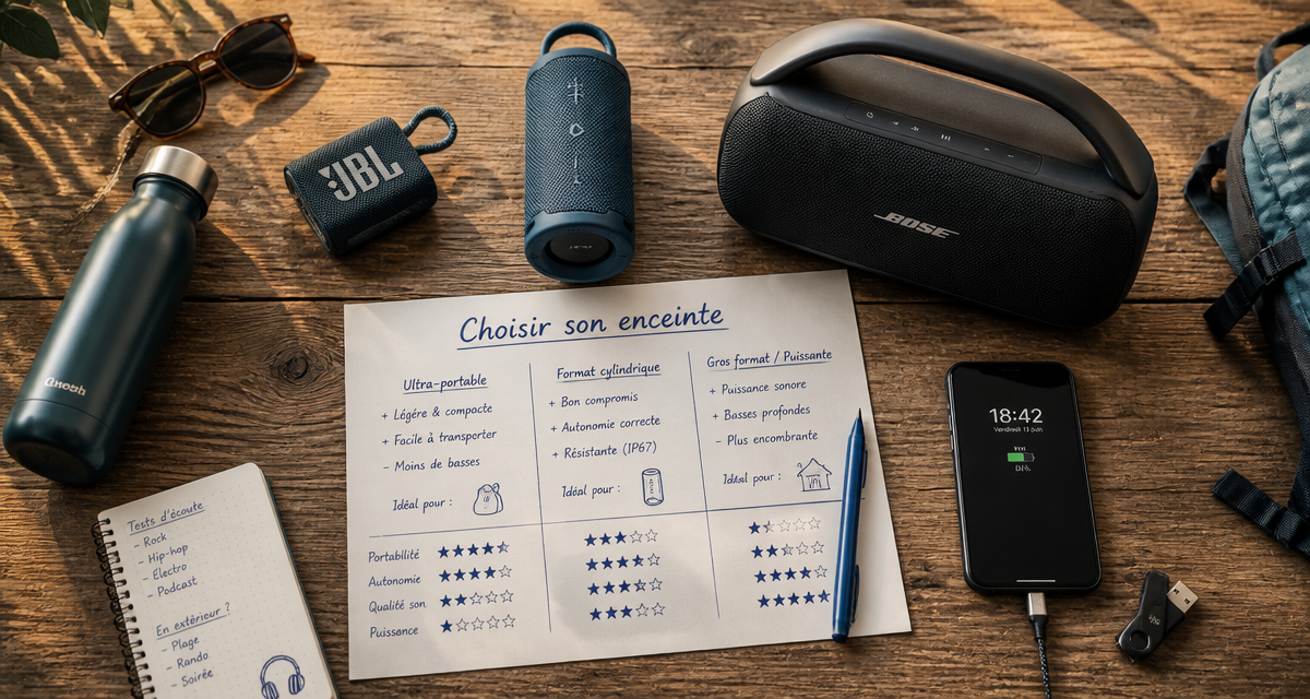 quelle enceinte bluetooth choisir, trois modèles sur table