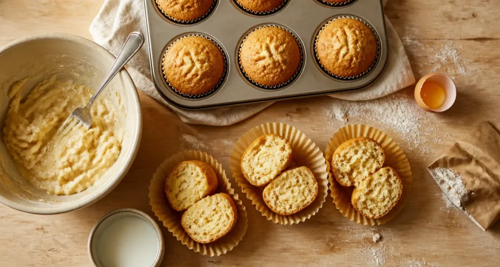 Recette pour muffins nature moelleux, mie filante en 20 minutes