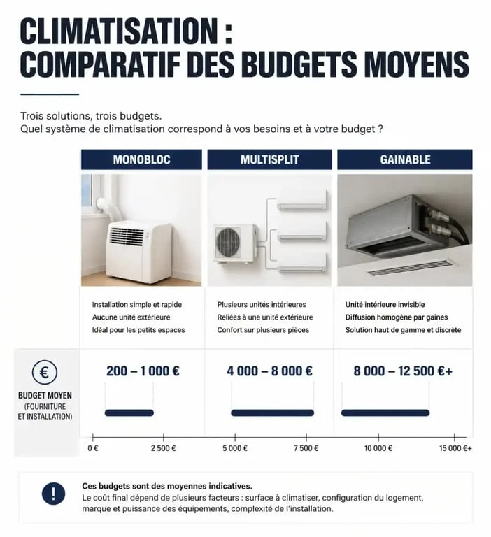 Comparatif des prix de climatisation pour une maison de 100m2 selon le type de système installé