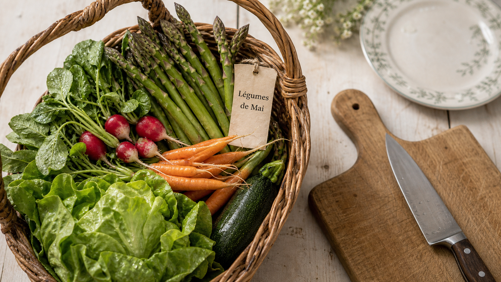 legume mai : asperges, fèves et petits pois frais