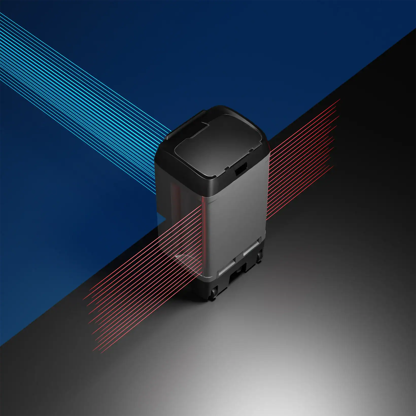Diagram of Aero evaporative cooler showing airflow movement with warm air intake and cool air output, illustrating its CrossFlow™ cooling technology.