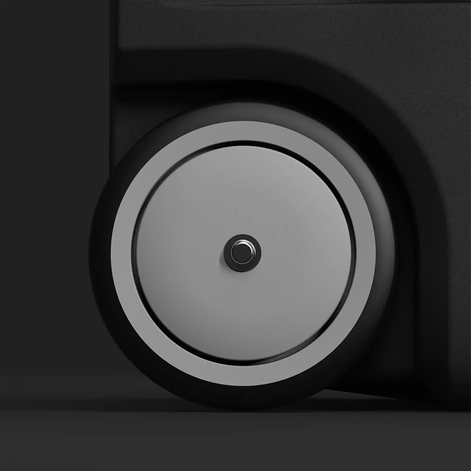 Close-up of the Vector evaporative cooler wheel, emphasizing its smooth, durable mobility design.