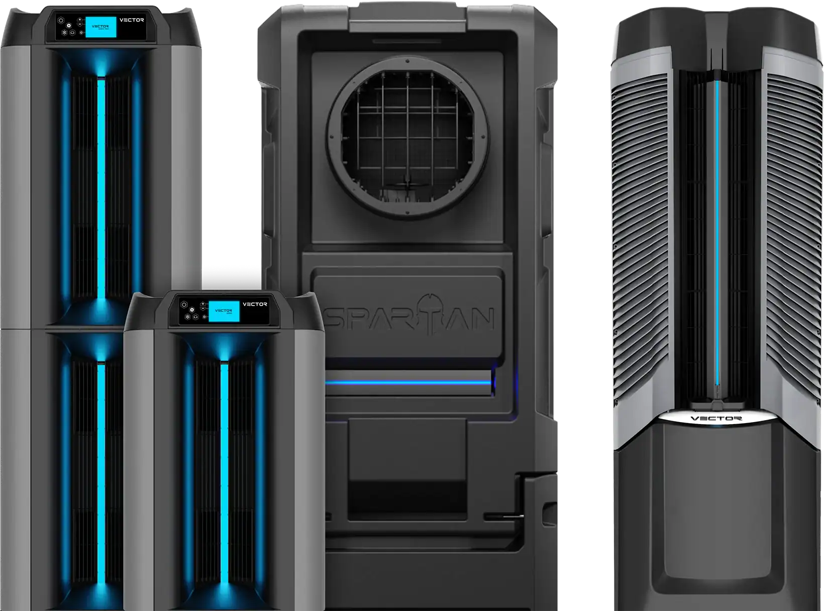 Aero Pro, Aero, Spartan and Vector frontview on transparent background