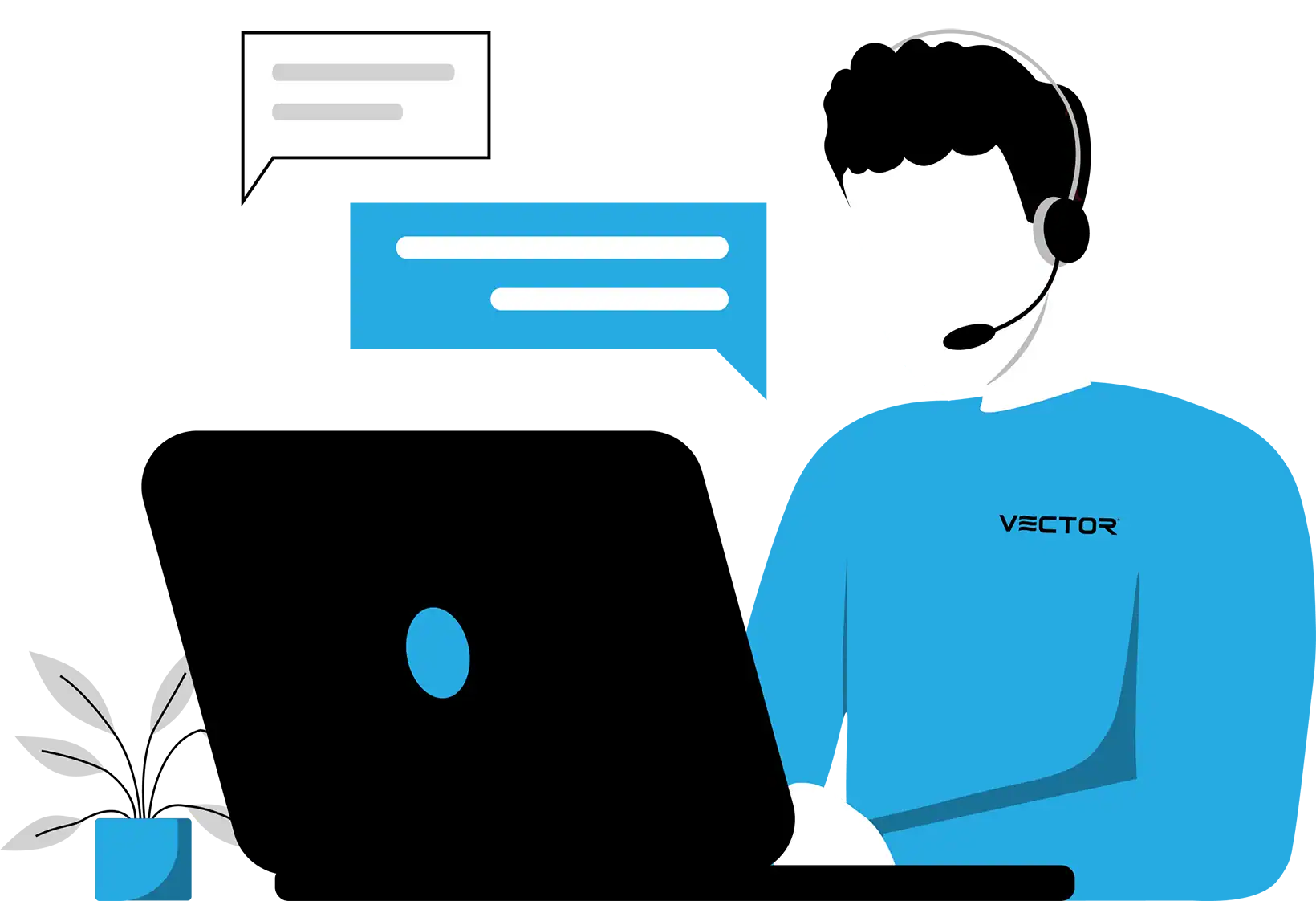 Illustration of customer representative with headset