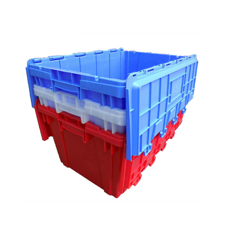 a stack of plastic boxes nested