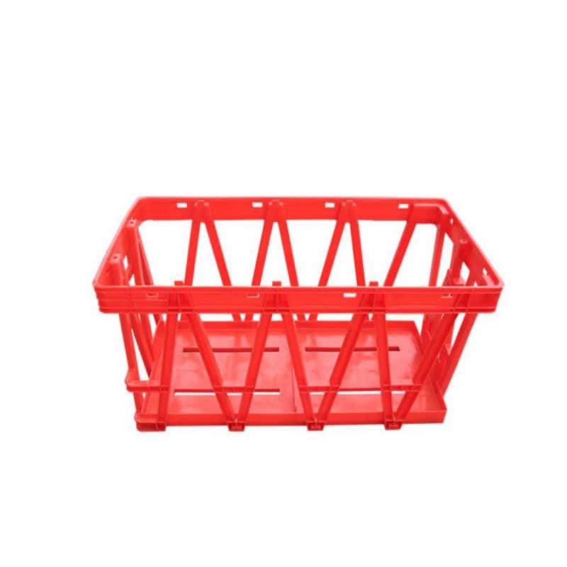 a red plastic egg crate