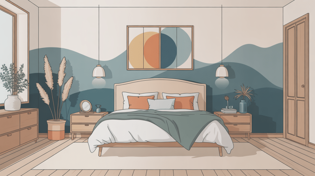 chambre à coucher moderne avec couleur tendance 2024