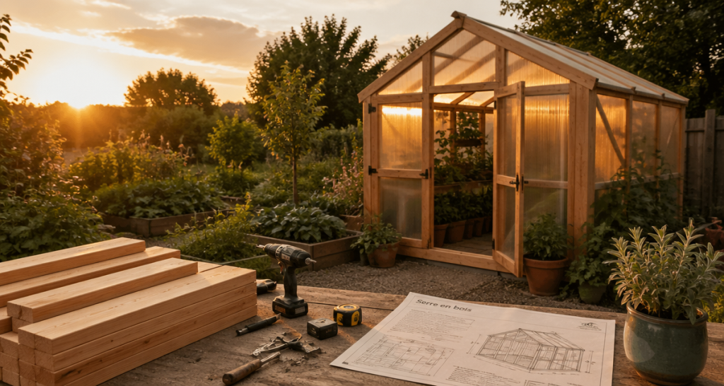 plan serre en bois pdf gratuit sur table dans potager