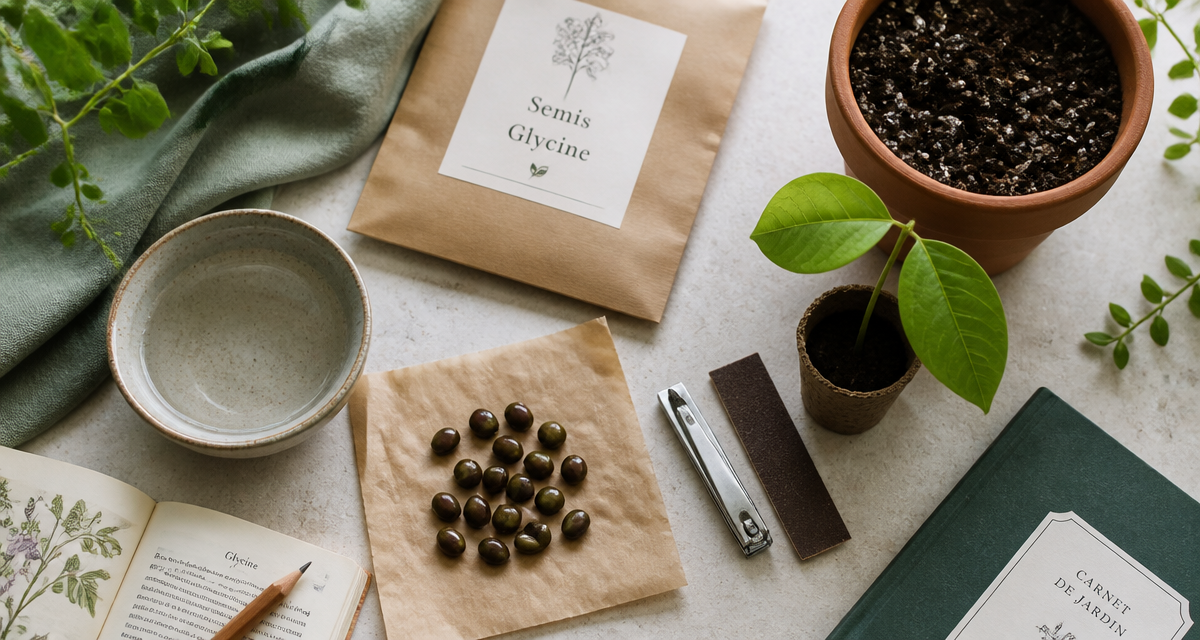 En combien de temps pousse une graine de glycine sur plan de travail jardinage