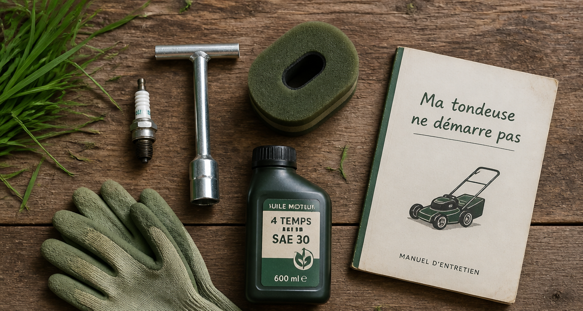 ma tondeuse ne démarre pas flat-lay outils