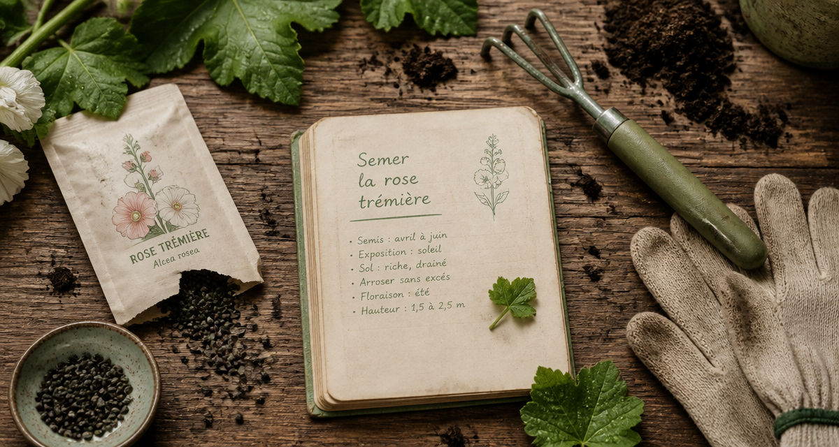 quand semer rose tremiere sur table de jardin