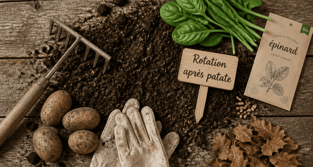 que planter apres les pomme de terre outils et semences sur sol