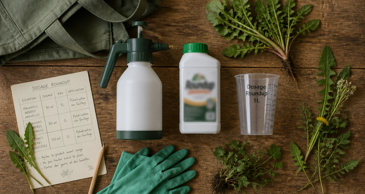 roundup dosage pour 1 litre avec pulvérisateur et doseur